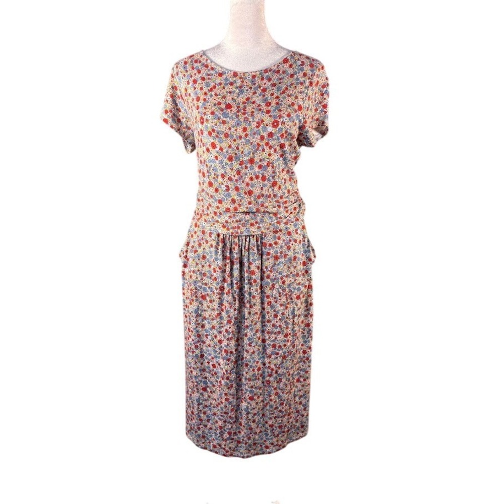 Boden Floral Print Ruched Waist Midi Dress Women UK‎ 14 US 10L